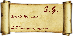 Saskó Gergely névjegykártya